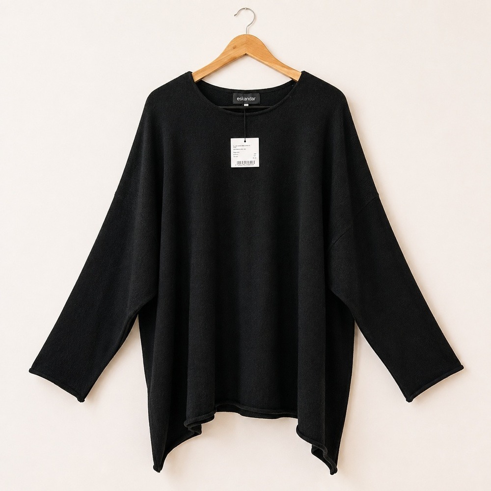 eskandar Quiet Luxury Cashmere Sweater Women S/M Bateau Neck A Line Minimalist